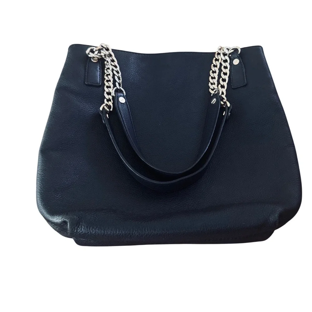 Michael Kors Medium Chain Shoulder Tote Black Pebble Leather 35F4GTCM2L Preloved